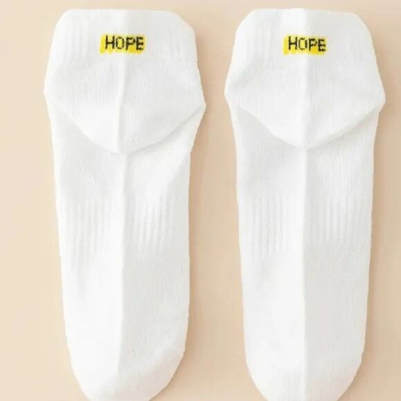 5pairs Unisex Letter Graphic "HOPE" Ankle Crew Socks (Size 6-9) "WHITE" ~ NEW!!! - Picture 4 of 5